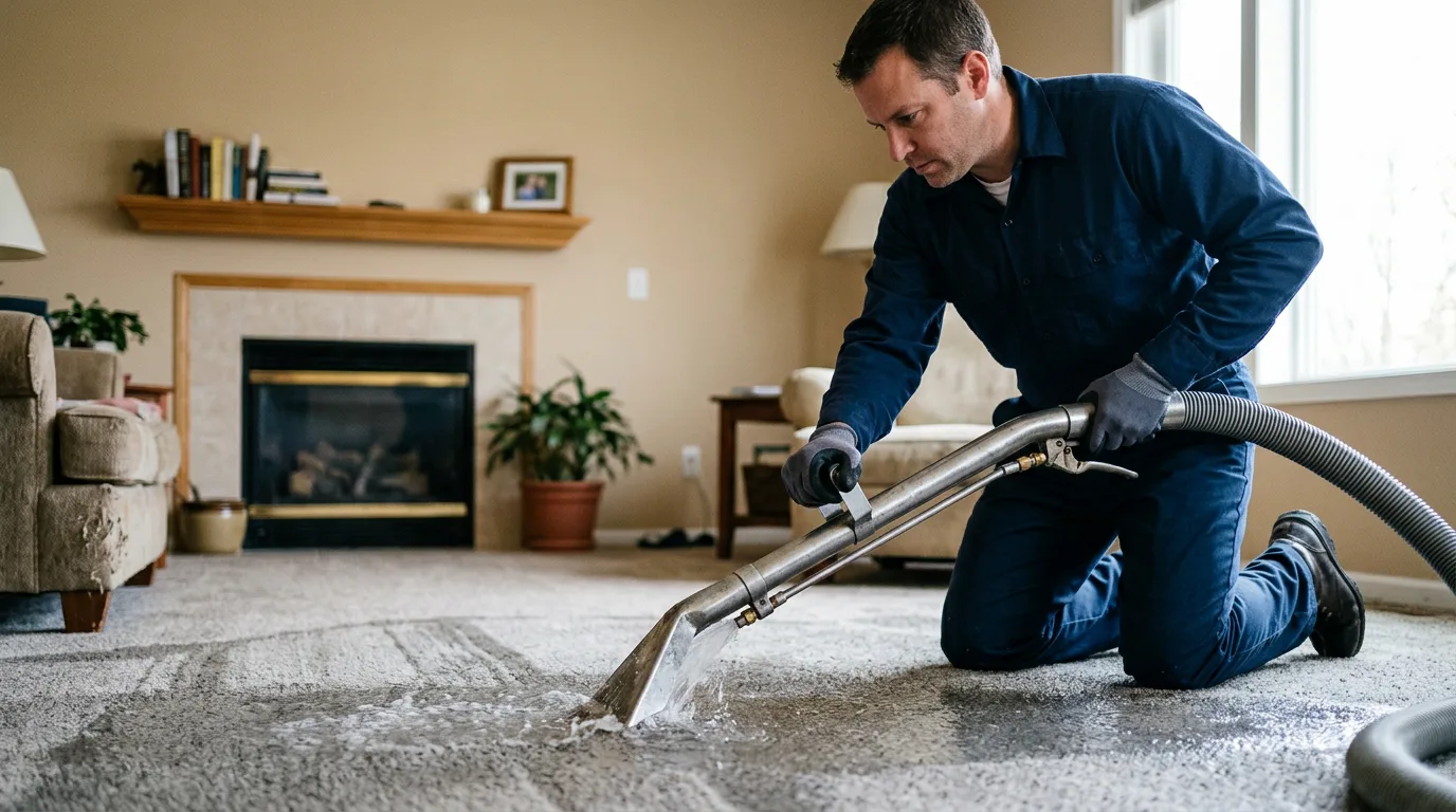 Water damage restoration technician working near Highspire, PA